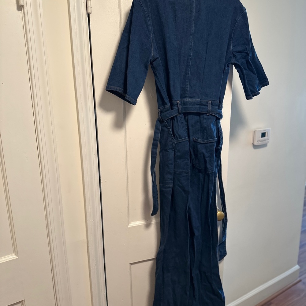 Navy Blue Jumpsuit with Belt - Picture 4 of 5
